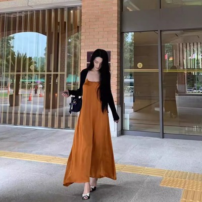 孙智惠修身连衣裙吊带长款秋冬