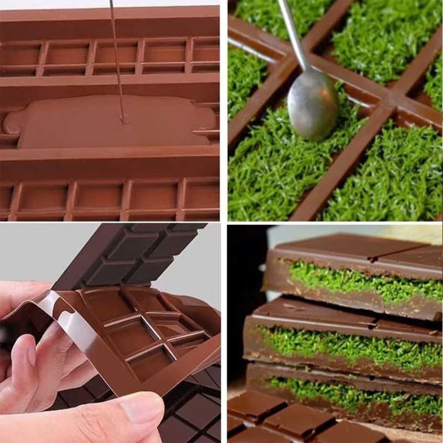 华夫饼模具迪拜巧克力硅胶模具食品级大块长方形手工制作饼干华夫