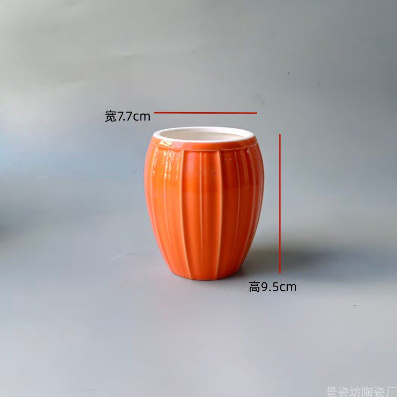 德化陶瓷橙色手工茶道配件