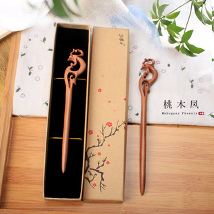 发簪木簪子桃木古风古典木质丸子头手工挽发简约