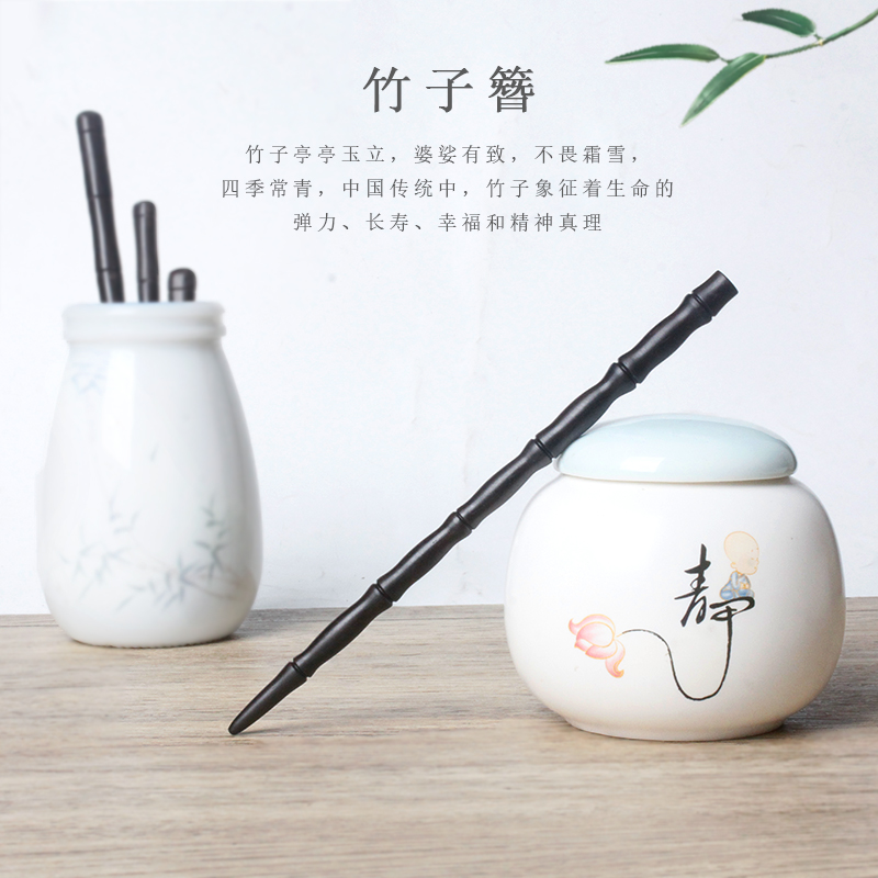 黑檀木发簪女古风簪子盘发木簪简约现代木质发钗日常头饰汉服发饰