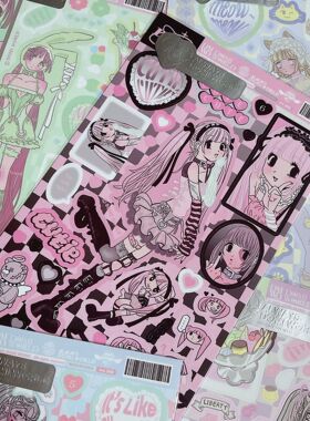 【满40-10】韩国新款动漫人物卡通贴纸ins超火甜亚风D