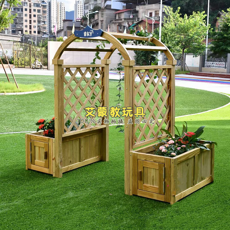 防腐木花箱户外庭院阳台种植花箱实木花箱汽车造型箱槽拱门花箱