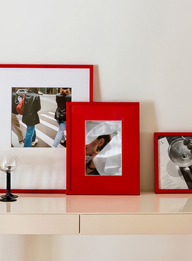红色实木微喷打印婚纱照挂墙打印加框相框写真相框画框可定制高清