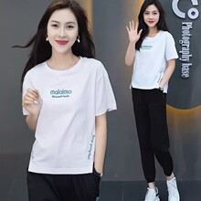 小个子休闲运动服套装女士T恤2025夏季新款短袖上衣时尚薄款卫裤
