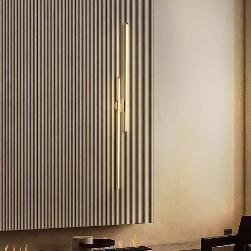 长条全铜背景墙客厅壁灯