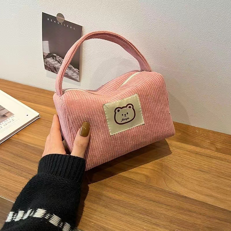 上新灯芯绒手提化妆包女洗漱包潮