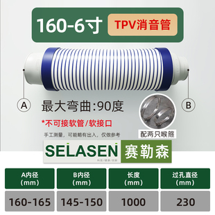 赛勒森中央新风系统消音管主机降噪柔性可伸缩软管管道风机消声管
