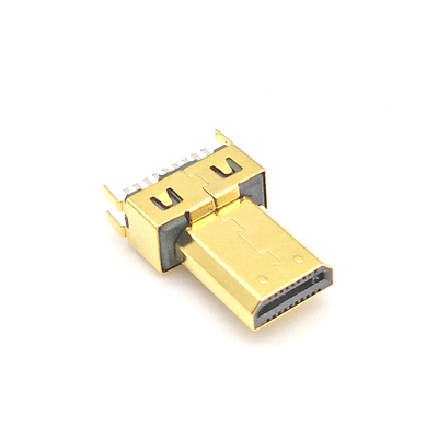 MICRO HDMI D款夹板式公头微形HDMI镀金款19P高清视频插头