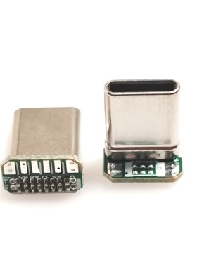 TYPE-C公头立插16Pin带PCB板2/3/4/5/6芯个焊盘拉伸90度L型