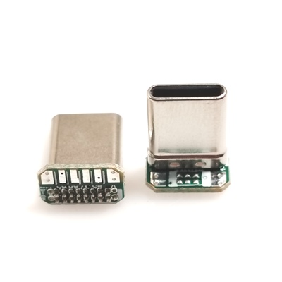 TYPE-C公头立插16Pin带PCB板2/3/4/5/6芯个焊盘拉伸90度L型