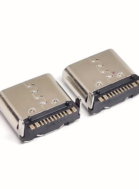 TYPEC板上 16PIN后两脚插板长度7.35typec卧式90度SMT快充连接器