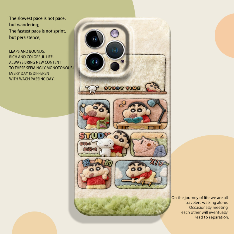 毛绒蜡笔小新手机壳适用苹果系列