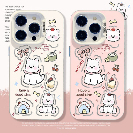 线条西高地适用小米15手机壳17/14pro红米k80可爱k70狗狗note13/k60新款12s创意11ultra小狗k90女生10防摔k50