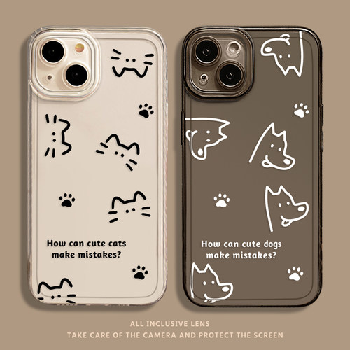 简笔猫咪透明手机壳适用华为系列