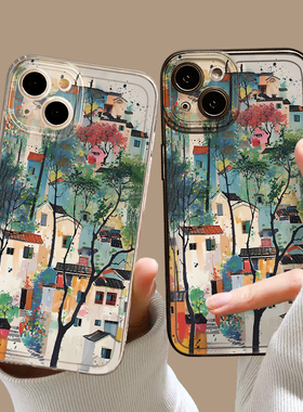 油画小屋手机壳适用华为mate60pro艺术pura70/80插画nova12ultra/13新款p50治愈系40/30创意15小众14/9套8se7