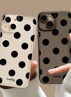 创意波点手机壳适用苹果15黑色16/iphone14promax小众13高级感12韩风ins11新款x网红8plus超火17女款xs透明7