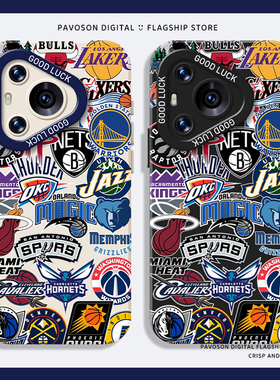 NBA篮球队标手机壳适用华为mate60pro硅胶pura70/80男生nova13新款p50/12球星40潮牌30小众15高级感14/9/8se7