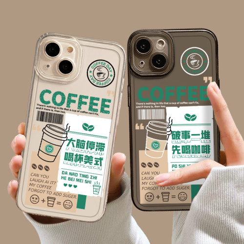 ins咖啡标签手机壳适用苹果系列