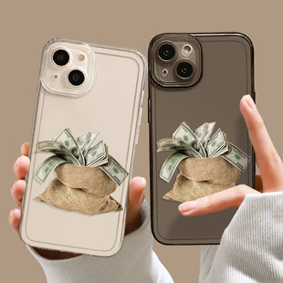 12简约11promax新款 iphone13pro x男女8plus小众17发财xs暴富7欧美mini套 手机壳适用苹果14钱袋15透明16 美元