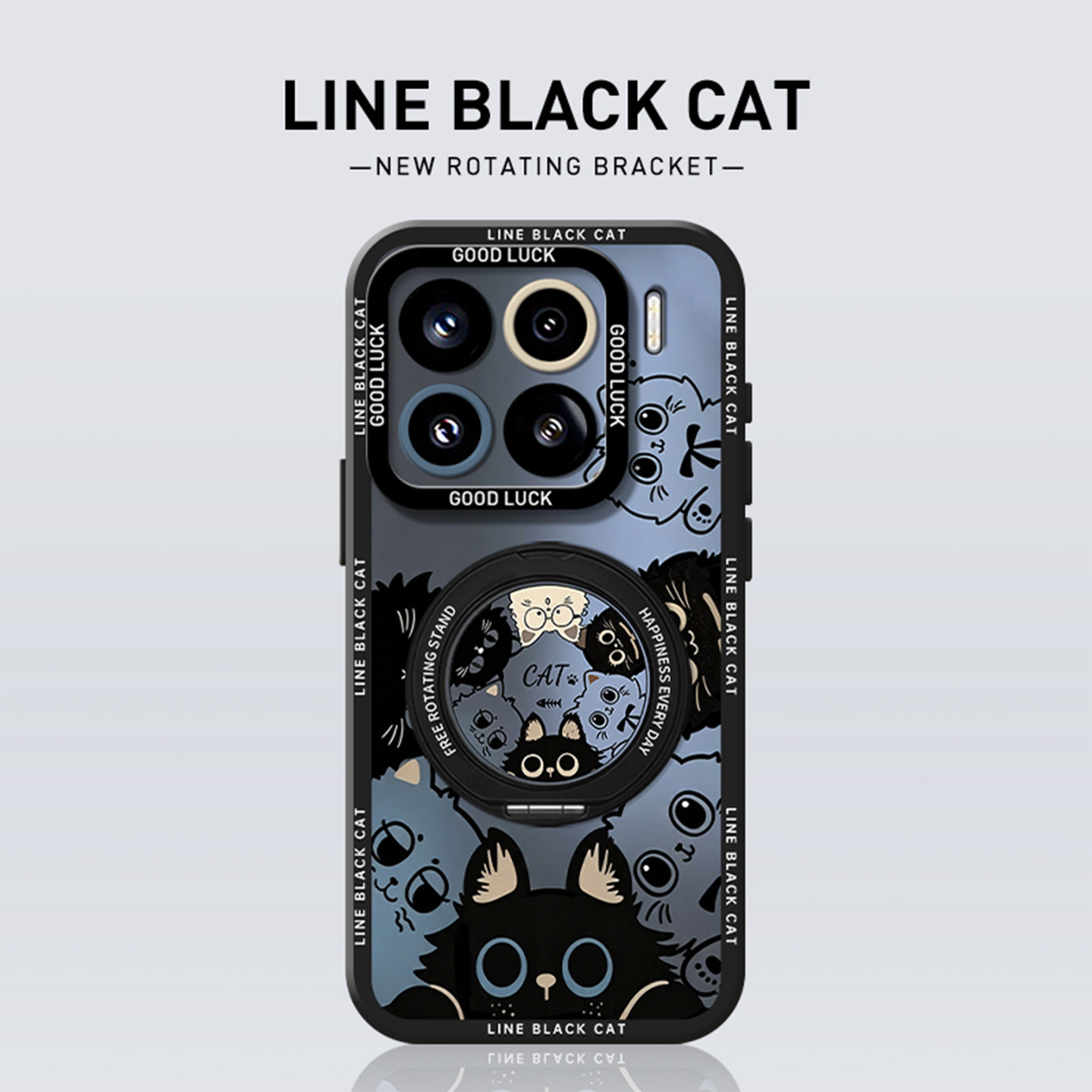线条黑猫适用小米17手机壳18pro/15红米k90max支架100/80创意note14猫咪70独特13高级感60新款12turbo男50/11