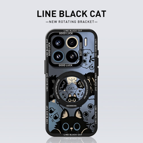 线条黑猫手机壳适用小米红米
