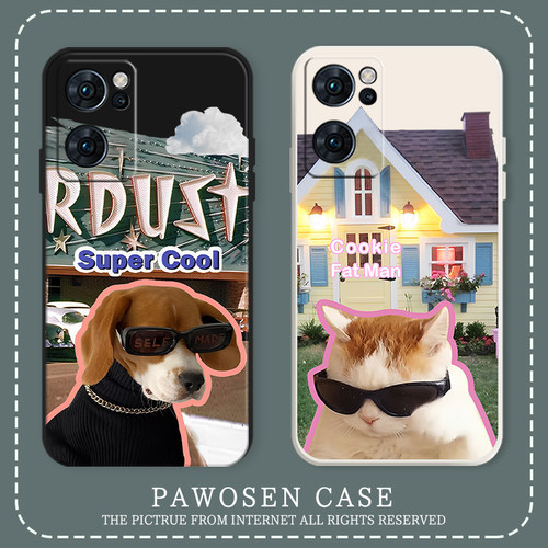 墨镜狗狗猫咪手机壳适用OPPO系列