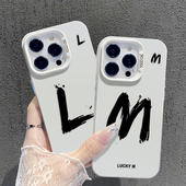 幸运字母手机壳适用苹果15英文16 iphone14promax潮流13好运12mini高级感11新款 x小众8plus简约17网红xs男女