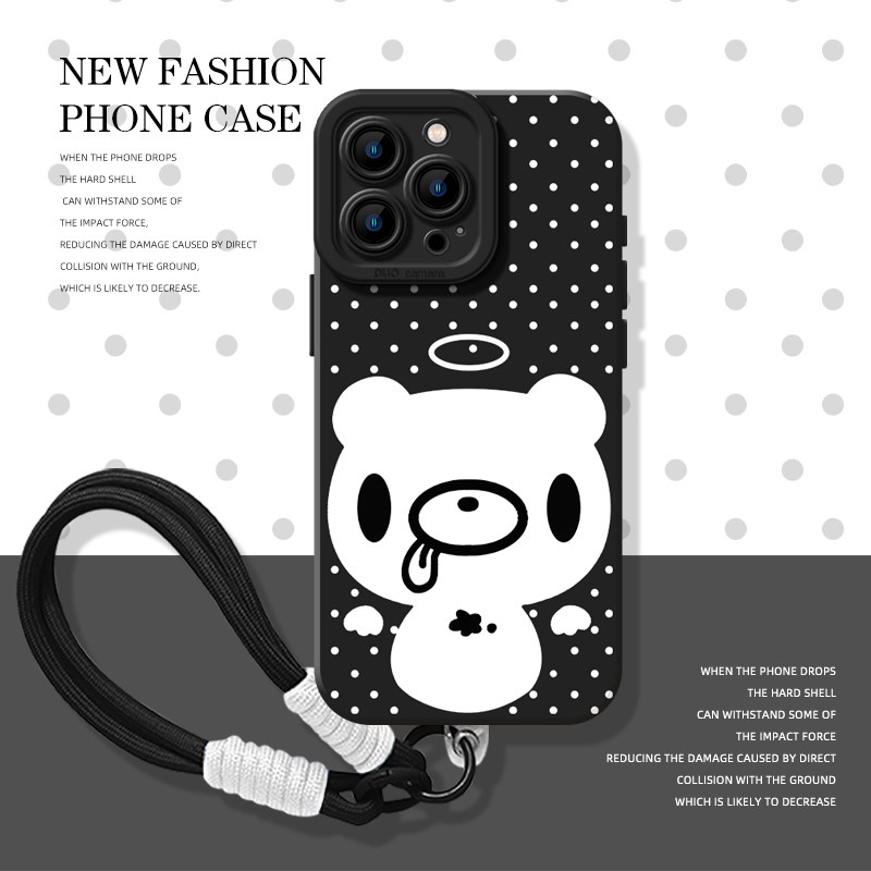 波点天使小熊手机壳适用苹果系列