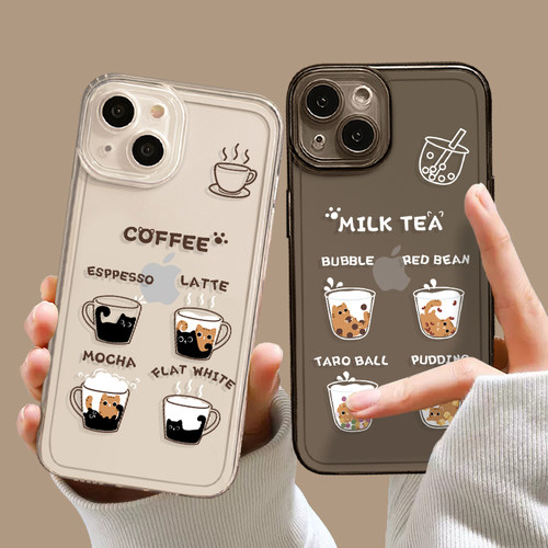 咖啡奶茶猫咪手机壳苹果系列
