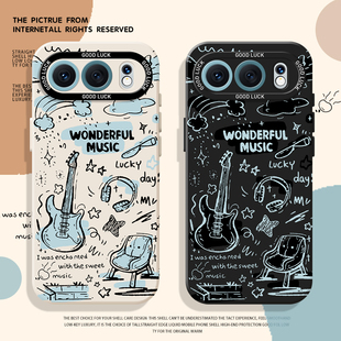 音乐涂鸦手机壳适用荣耀500硅胶magic8pro情侣win艺术400复古300小众200/x70/100/7/90gt/6/5华为80/60/50/40