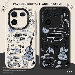 涂鸦吉他蝴蝶适用iqoo13手机壳iqooneo10硅胶15/12pro情侣11s新款z9turbo+艺术8se高级感7小众6/vivo5/z1/u3x