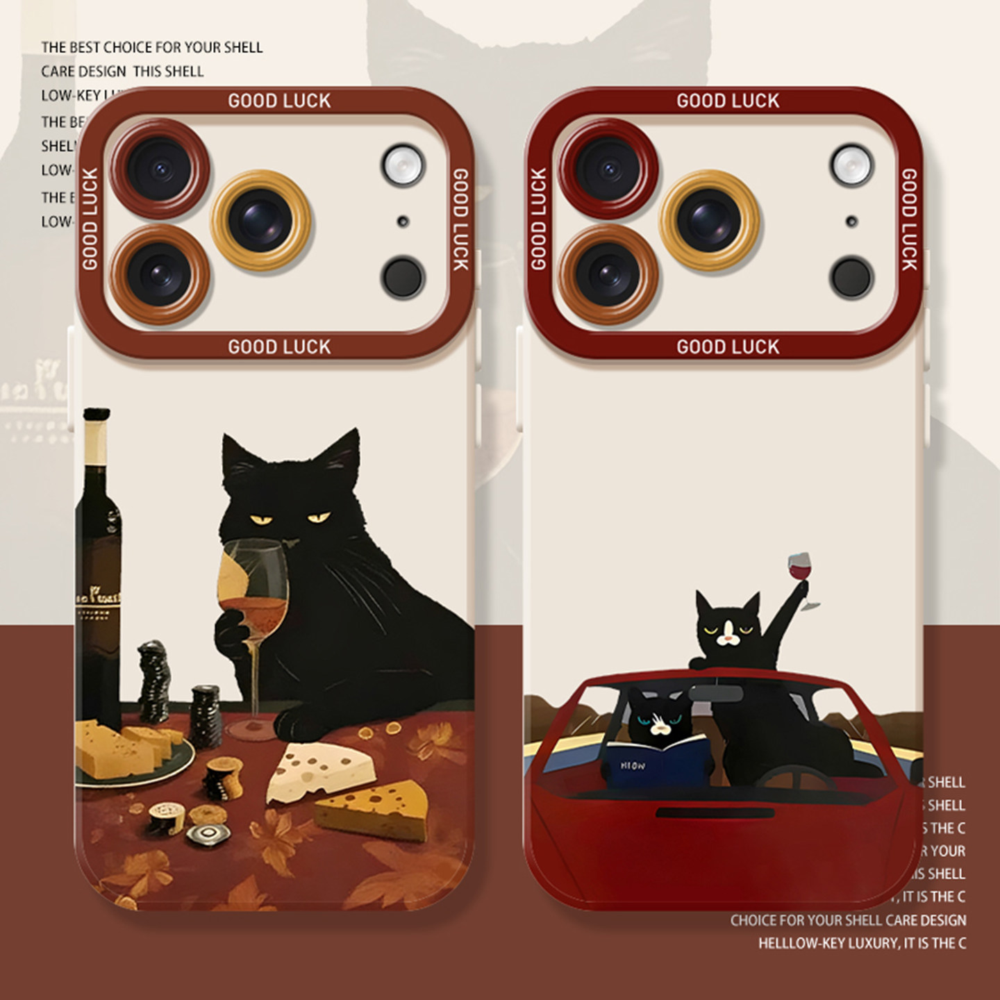 喝酒黑猫手机壳适用苹果系列