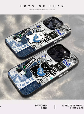 摇滚涂鸦猫咪手机壳适用华为pura80情侣mate70pro可爱nova15ultra新款p60小众14高级感50套40/30/13/12/11/10