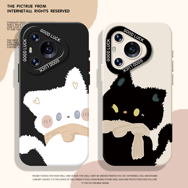 黑白猫咪手机壳适用于华为系列