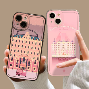 布达佩斯大饭店手机壳适用苹果14套15周边16 x城堡8plus电影17防摔xs iphone13pro粉色12mini欧美11promax新款