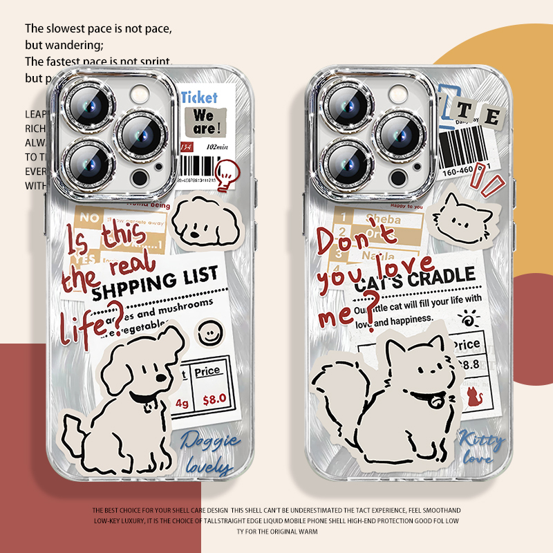 报纸小狗猫咪手机壳适用苹果系列