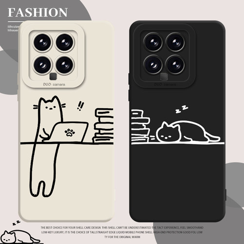 线条猫咪手机壳适用小米红米系列