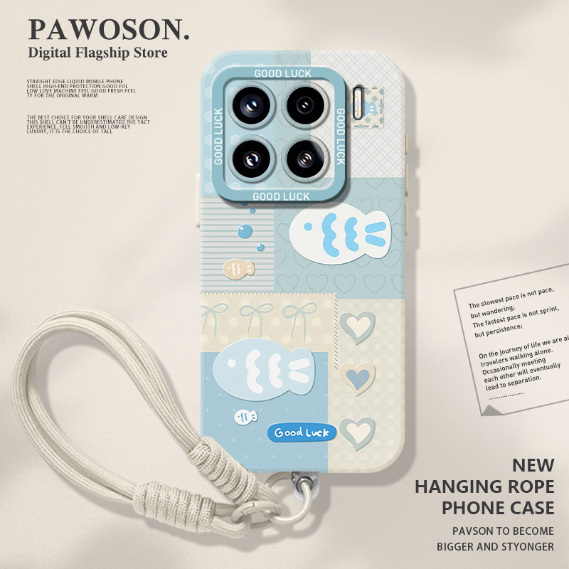 蓝色小鱼手机壳适用小米红米系列