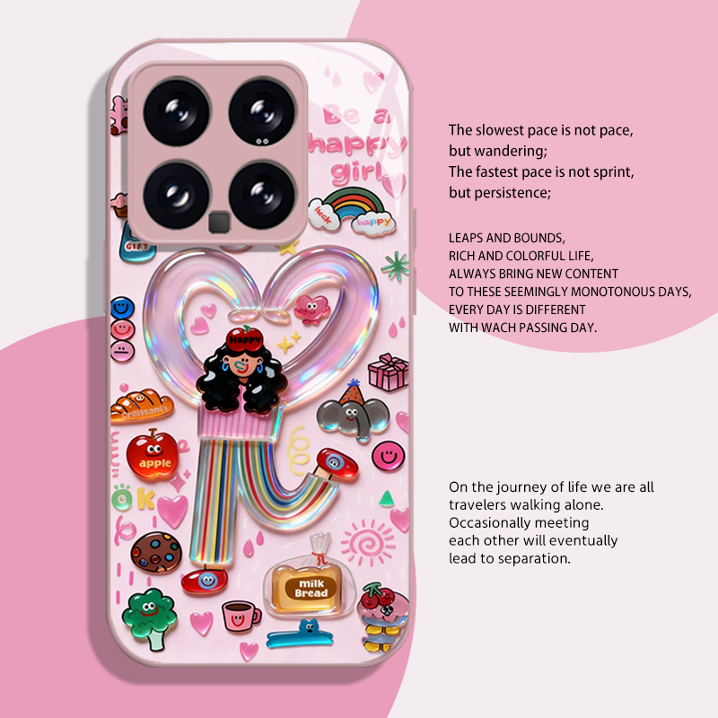 涂鸦比心女孩手机壳适用小米红米