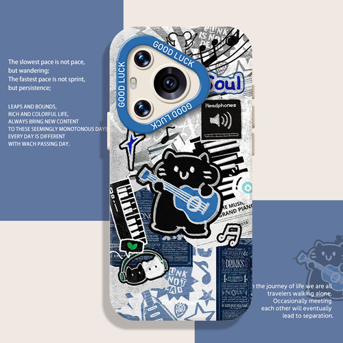 摇滚猫咪手机壳适用于华为系列