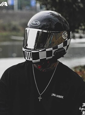 AVA王朝摩托车复古头盔男女玻璃钢四季通用巡航机车碳纤维全盔潮