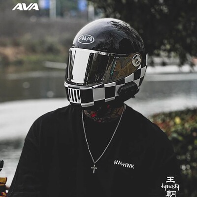 AVA王朝摩托车复古头盔男女玻璃钢四季通用巡航机车碳纤维全盔潮