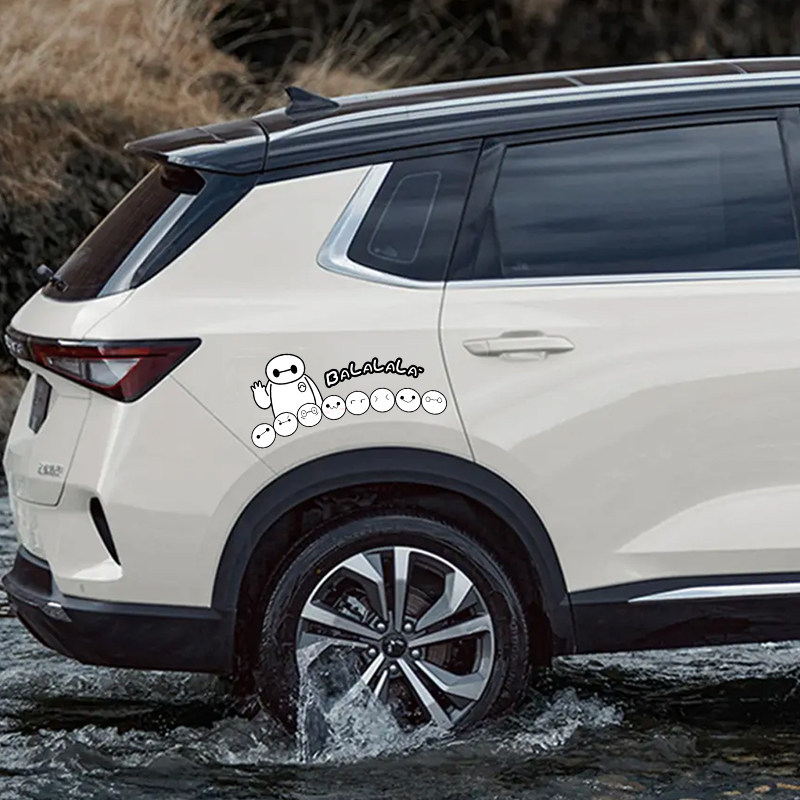 创意超能陆战队大白汽车贴纸卡通白胖子遮盖划痕贴轮眉车贴装饰贴