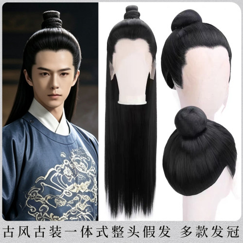 千媚古韵古风男士手钩假发头套