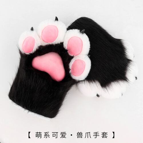 仿真猫爪手套兽爪furry捏捏叫可爱毛绒道具 兽装fursuit表演道具