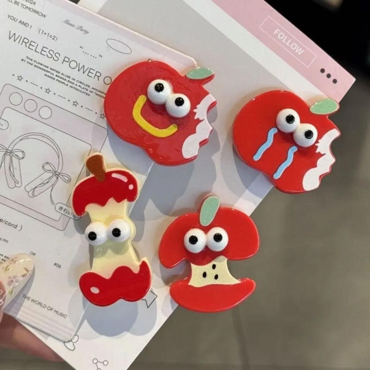 趣味搞怪表情红苹果发夹大眼苹果刘海夹卡通百搭鸭嘴夹少女头饰女