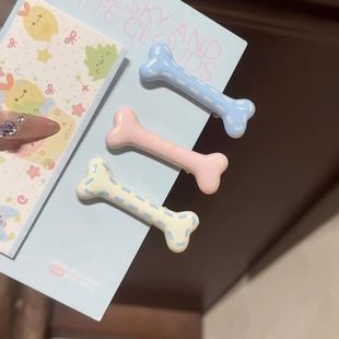 可爱卡通虚线骨头发夹糖果少女百搭侧边鸭嘴夹甜酷学生刘海夹发卡