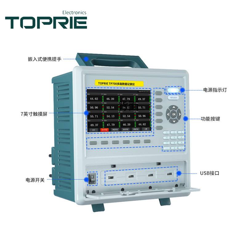 拓普瑞TP700系列工业级多通道温湿度记录仪 电压表电流表卓测供应