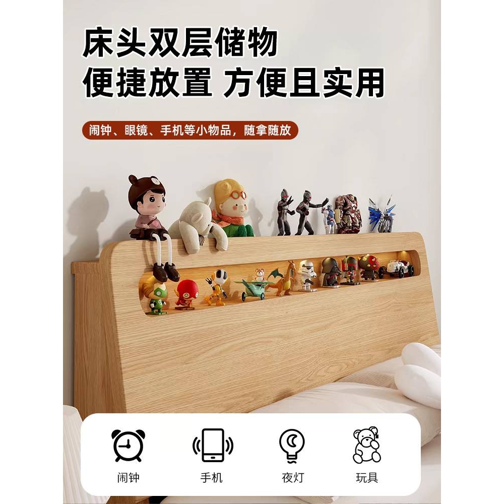 床实木床现代简约米双人床出租房用.家用经济型床.单人床架